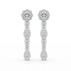 0.65 CT Lab Diamond Flower Dangle Drop Earring