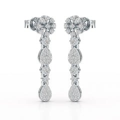 0.65 CT Lab Diamond Flower Dangle Drop Earring
