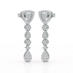 0.78 CT Round Dangle Drop Lab Diamond Earrings