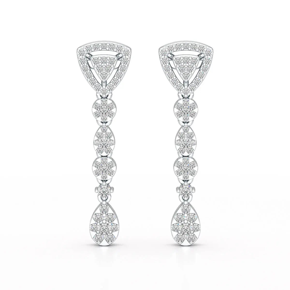 0.78 CT Round Dangle Drop Lab Diamond Earrings