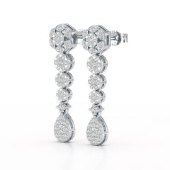 0.83 CT Lab Diamond Teardrop Dangle Earring