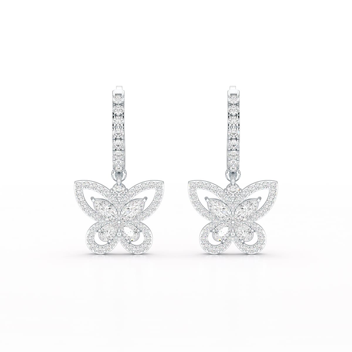 0.98 CT Lab Diamond Dangle Hoop Earrings