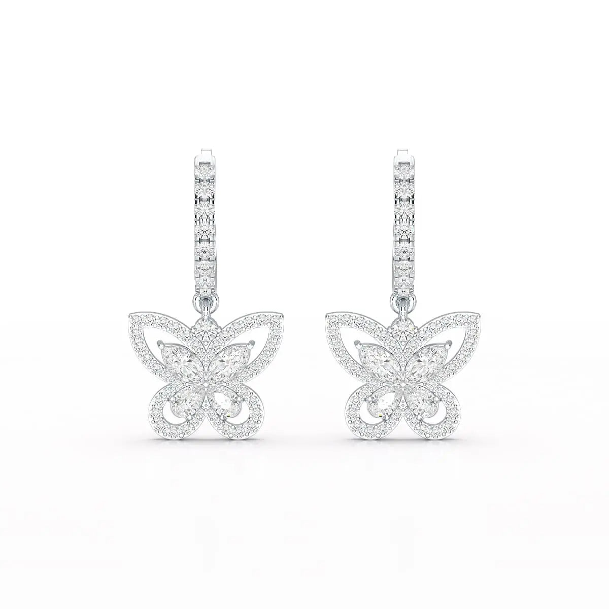 0.98 CT Lab Diamond Dangle Hoop Earrings