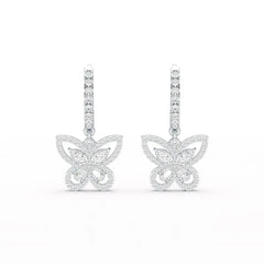 0.98 CT Lab Diamond Dangle Hoop Earrings