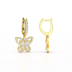 0.98 CT Lab Diamond Dangle Hoop Earrings