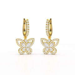 0.98 CT Lab Diamond Dangle Hoop Earrings