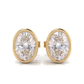 1.00 CT Oval Bezel Stud Diamond Earrings