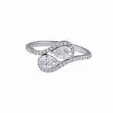 0.95 CT Pear Bypass Pavé Diamond Ring