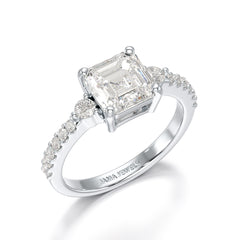 Asscher Cut 2.33 CT Lab Diamond Engagement Ring - Jama Jewels