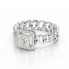 1.18 CT Princess Cut Halo Lab Diamond Ring Jama Jewels