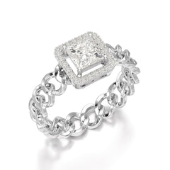 1.18 CT Princess Cut Halo Lab Diamond Ring