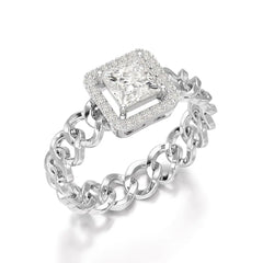 1.18 CT Princess Cut Halo Lab Diamond Ring Jama Jewels