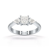 1.25 CT Three Stone Princess Pear Cut Lab Diamond Ring