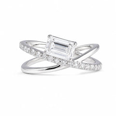 1.25 CT Emerald Crossover Pavé Ring