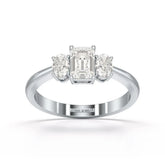 1.3 CT Three Stone Emerald Oval Cut Lab Diamond Ring