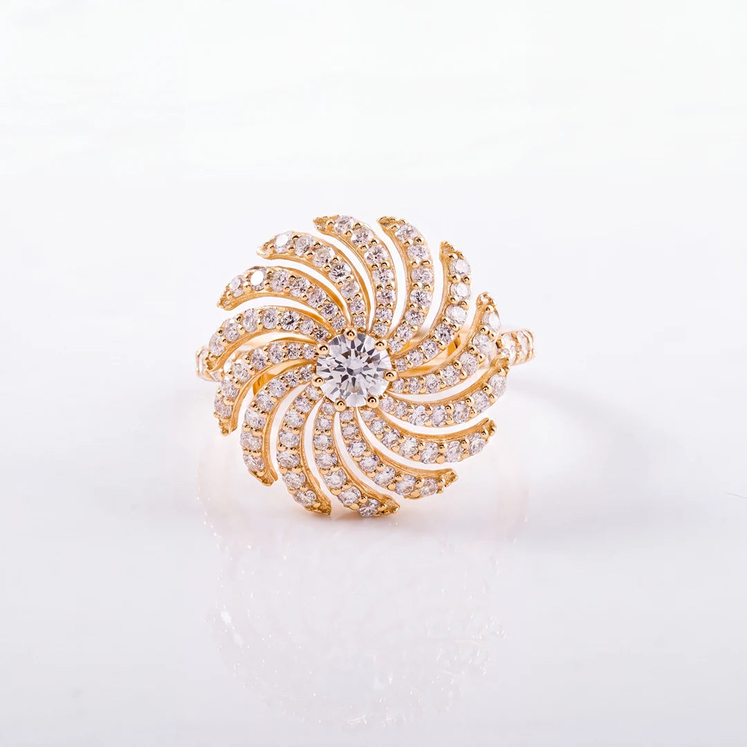 1.45 CT Round Swirl Pavé Diamond Ring
