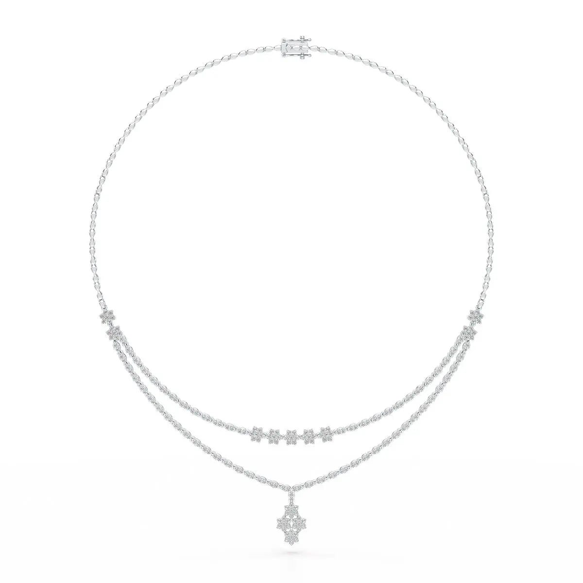 Lab Diamond 2.9 CT Two Layered Necklace Jama Jewels