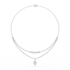 Lab Diamond 2.9 CT Two Layered Necklace