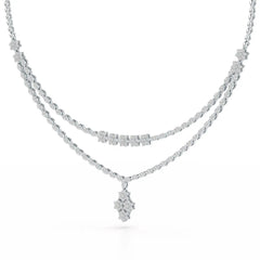 Lab Diamond 2.9 CT Two Layered Necklace Jama Jewels