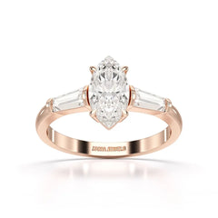 1.4 CT Marquise Cut Lab Diamond Three Stone Ring