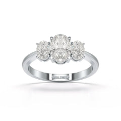 1.4 CT Three Stone Oval Cut Lab Diamond Ring