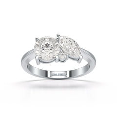 1.4 CT Marquise and Round Cut Lab Diamond Ring
