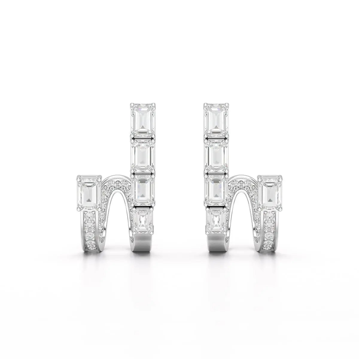 1.53 CT Lab Diamond Emerald Cut Earrings Jama Jewels
