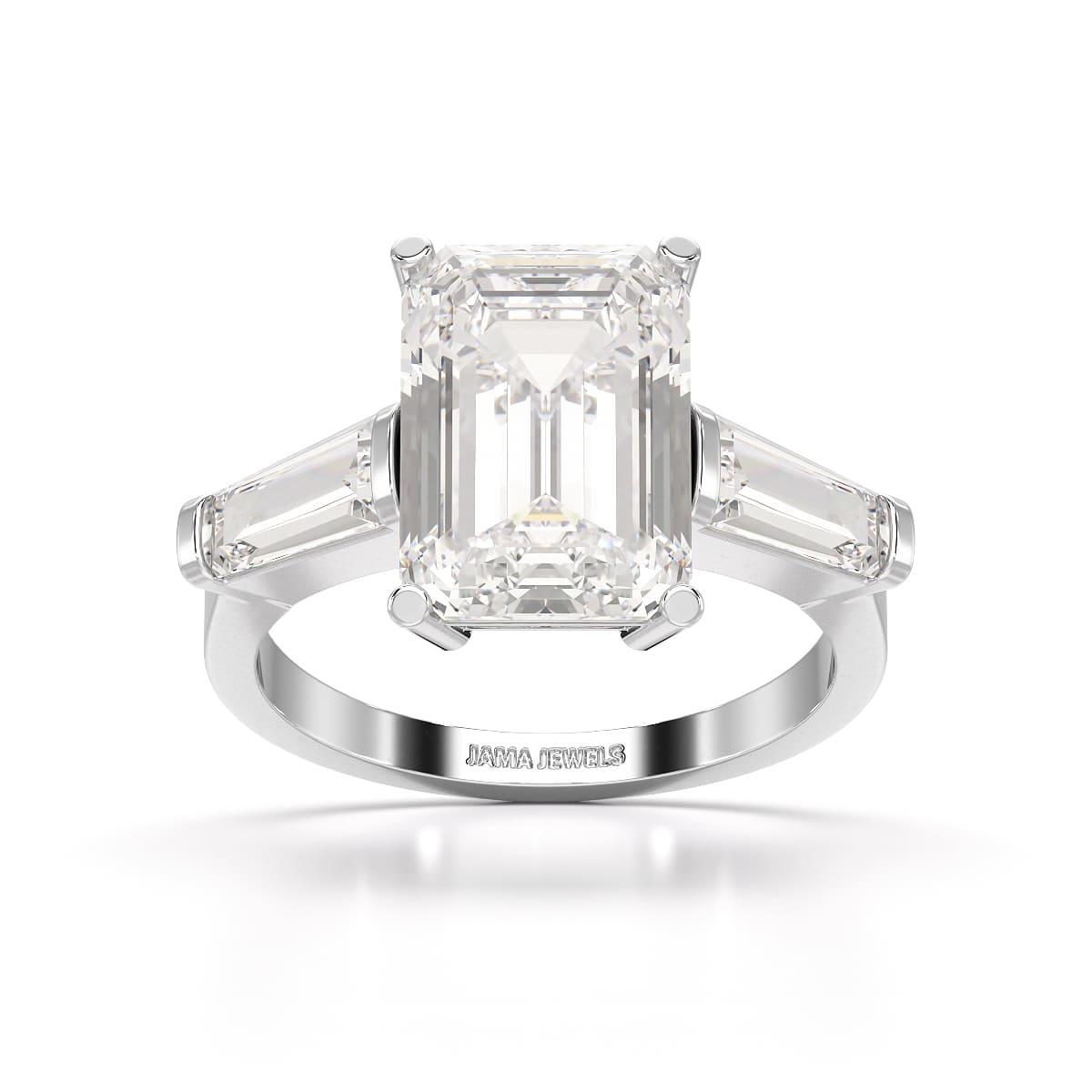 1.5 CT Lab Diamond Three Stone Emerald Cut Ring