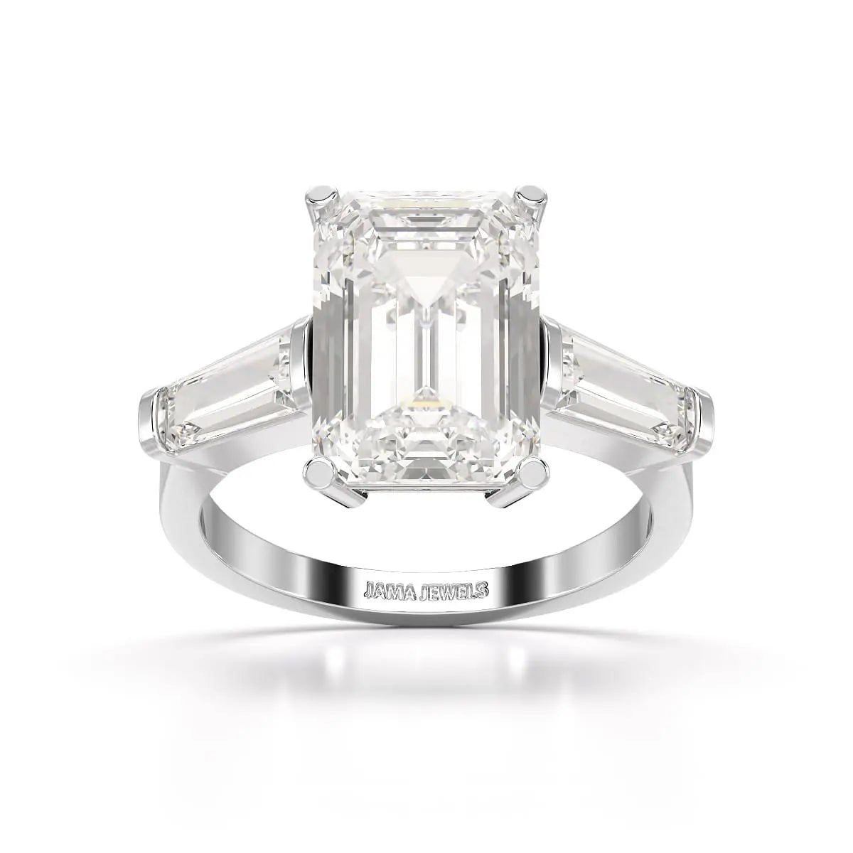 1.5 CT Lab Diamond Three Stone Emerald Cut Ring