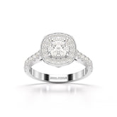 1.61 CT Cushion Cut Halo Lab Diamond Ring