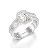 1.72 CT Emerald Cut Halo Lab Diamond Ring Jama Jewels