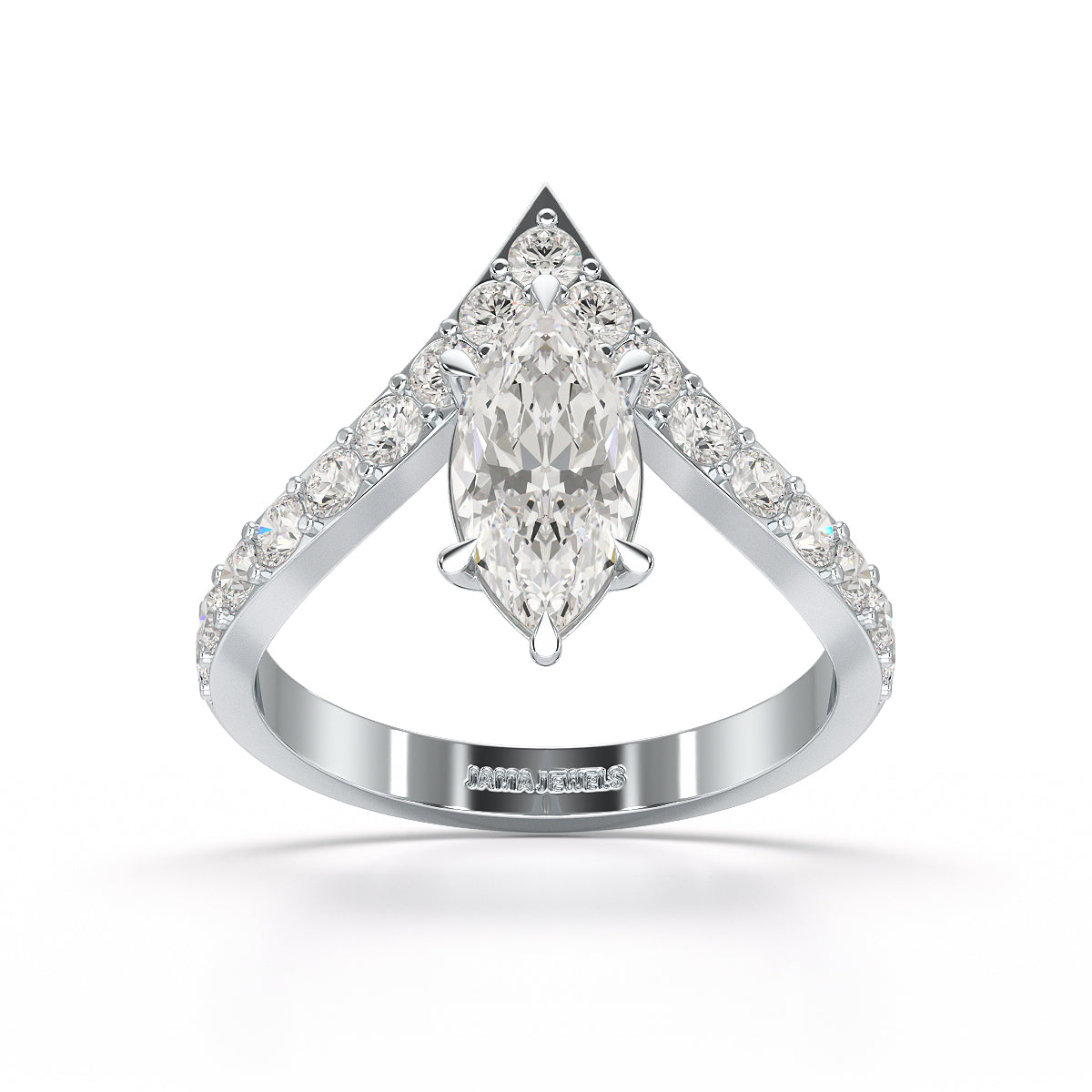 1.66 CT Curved Marquise Cut Lab Diamond Ring