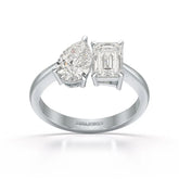 1.8 CT Emerald and Pear Lab diamond Ring
