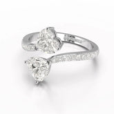 2.1 CT Double Heart Shaped Lab Diamond Ring Jama Jewels