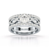 2.12 CT Lab Diamond Halo Triple Row Engagement Ring