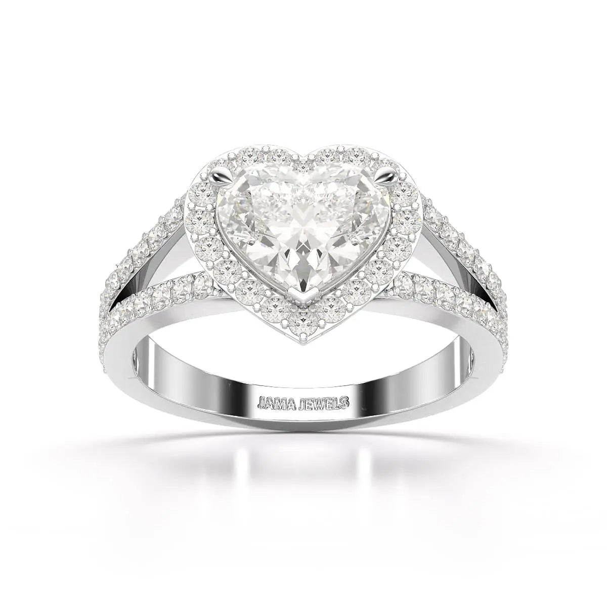 2.35 CT Lab Diamond Heart Shaped Halo Ring