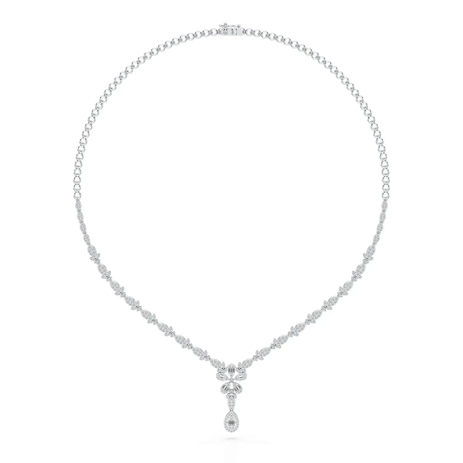 2.5 CT Baguette Cut Lab Grown Diamond Necklace Jama Jewels
