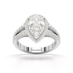 2.65 CT Lab Diamond Pear Cut Halo Ring Jama Jewels