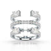 2.83 CT Three Layer Emerald Cut Lab Diamond Ring Jama Jewels