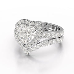 2.7 CT Lab Diamond Heart Shaped Halo Ring