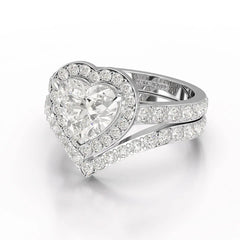 2.7 CT Lab Diamond Heart Shaped Halo Ring Jama Jewels