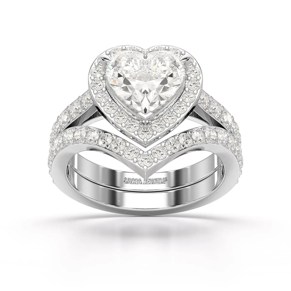 2.7 CT Lab Diamond Heart Shaped Halo Ring Jama Jewels