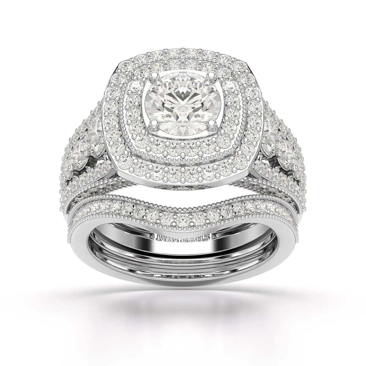 2.9 CT Round Cut Halo Lab Diamond Ring Jama Jewels
