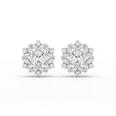 2.94 CT Lab Diamond Halo Cushion Earring