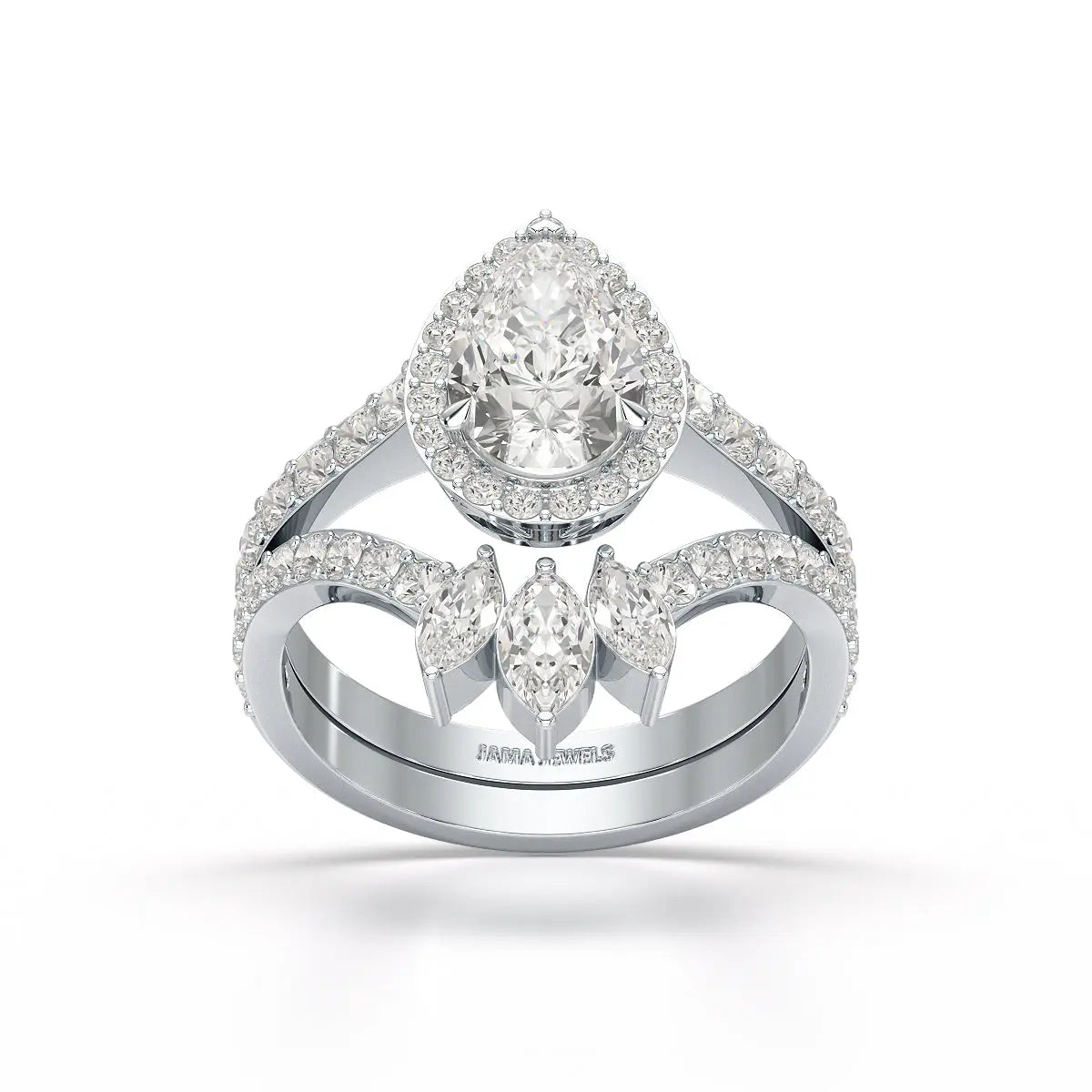 3 CT Marquise and Pear Cut Double Layer Lab Diamond Ring Jama Jewels