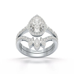 3 CT Marquise and Pear Cut Double Layer Lab Diamond Ring Jama Jewels
