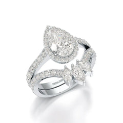 3 CT Marquise and Pear Cut Double Layer Lab Diamond Ring Jama Jewels