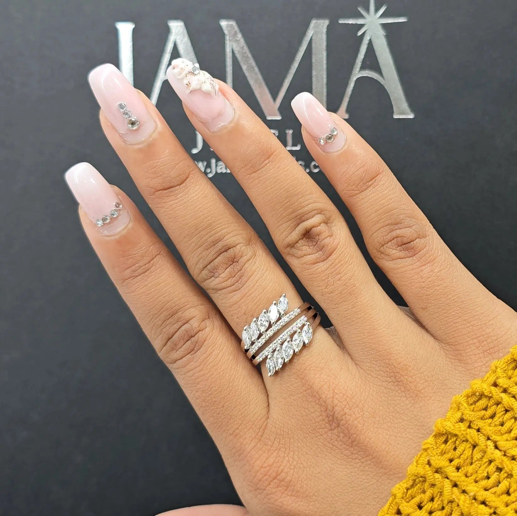 1.20 Lab Diamond Spiral Ring with Marquise and Round Diamonds (Ready for Delivery) Jama Jewels