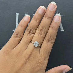0.61 CT Emerald-cut Diamond Halo Ring (Ready for Delivery)