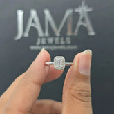 0.61 CT Emerald-cut Diamond Halo Ring (Ready for Delivery)